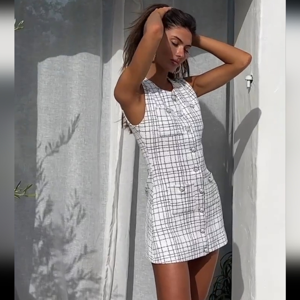 Same Grace White Tweed Dress